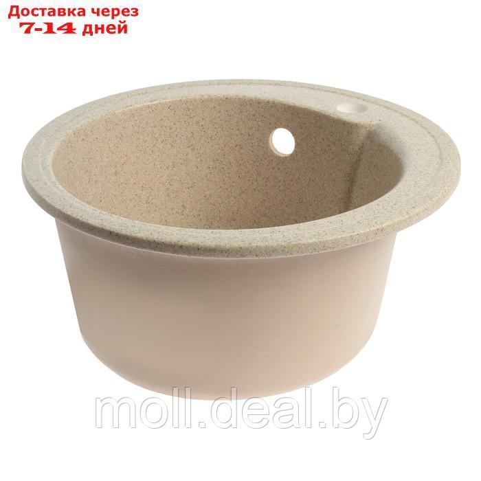 Мойка для кухни из камня ZEIN 4/Q5, d = 435 мм, круглая, перелив, цвет песочный - фото 2 - id-p227105331