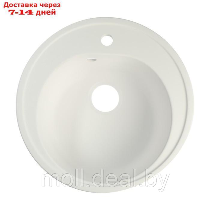 Мойка для кухни из камня ZEIN 3/Q1, d = 510 мм, круглая, перелив, цвет белый лед - фото 1 - id-p227105332