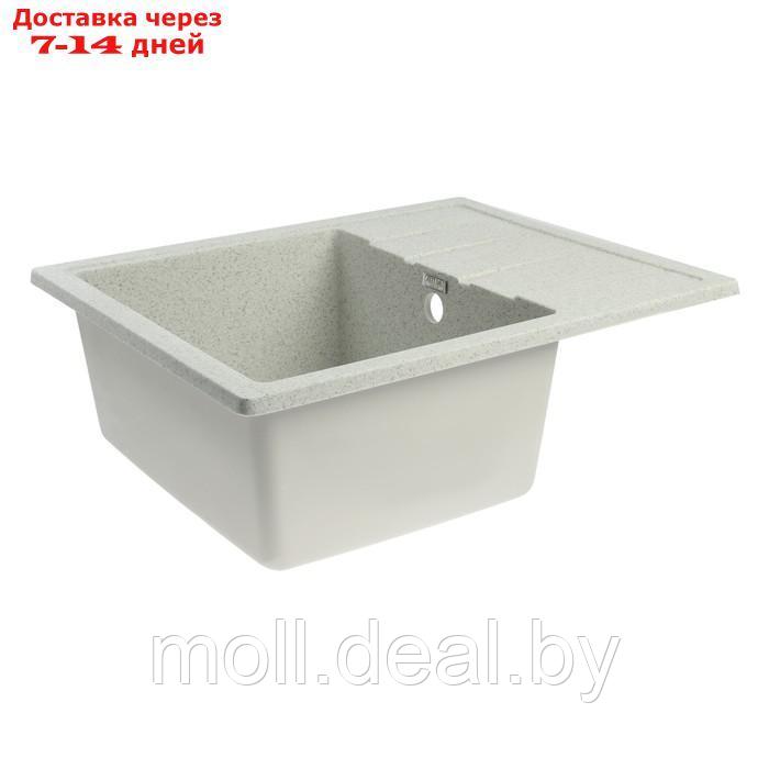 Мойка для кухни из камня ZEIN 150/Q10, 575х470 мм, прямоугольная, перелив, цвет светло-серый - фото 2 - id-p227105333