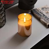 Светодиодная свеча золотистая, 7.5 × 10 × 7.5 см, воск, пластик, батарейки АААх3 (не в комплекте), свечение