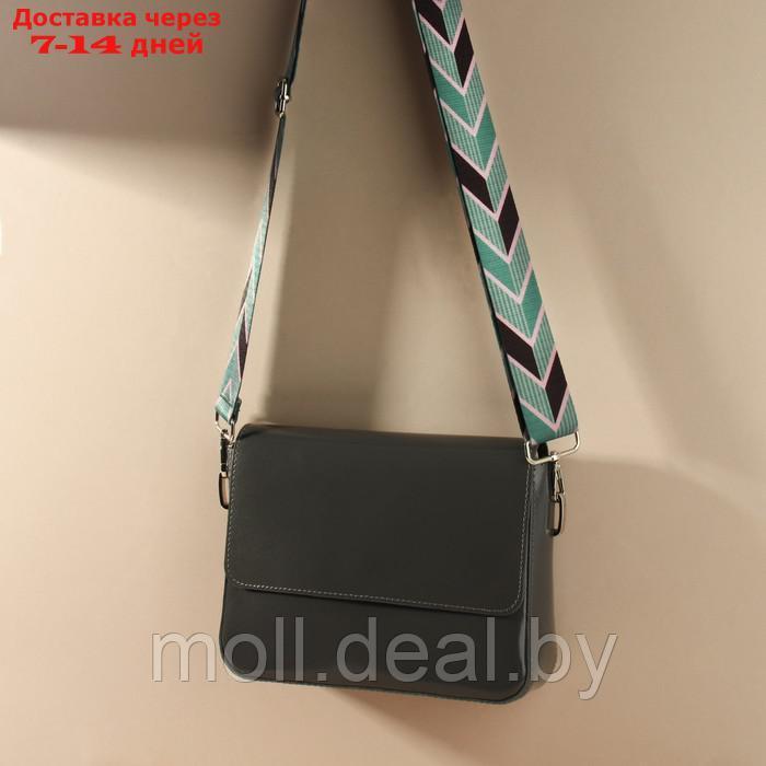 Ручка для сумки "Орнамент стрелки", стропа, с карабинами, 139 ± 3 × 3,8 см, цвет зелёный/чёрный/серебряный - фото 5 - id-p227093071