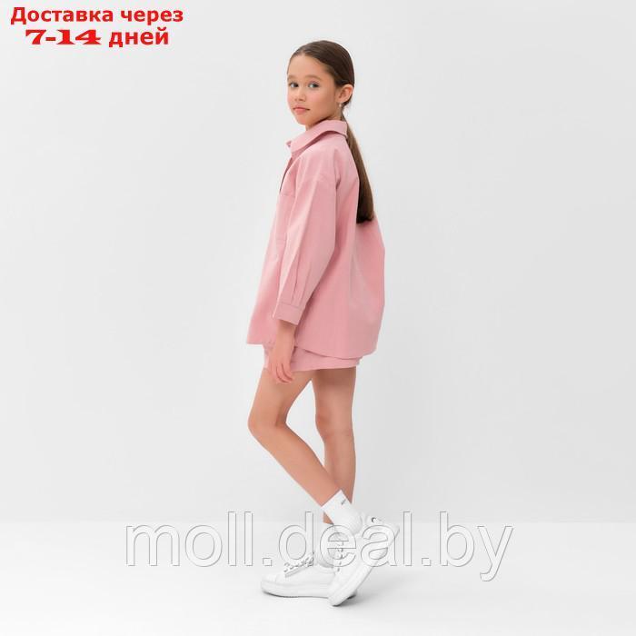 Костюм для девочки (рубашка и шорты) MINAKU, цвет пудрово-розовый, рост 134-140 см - фото 4 - id-p227103024