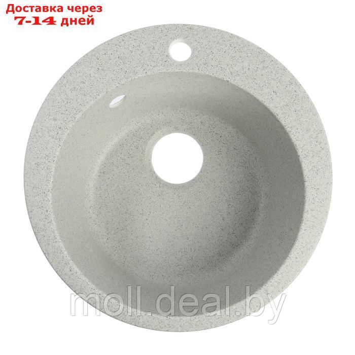 Мойка для кухни из камня ZEIN 30/Q10, d = 475 мм, круглая, перелив, цвет светло-серый