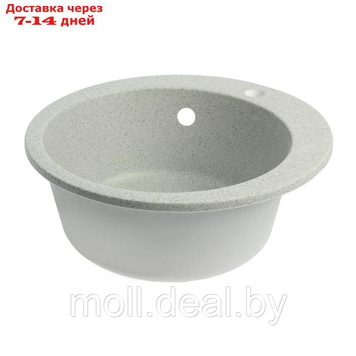 Мойка для кухни из камня ZEIN 30/Q10, d = 475 мм, круглая, перелив, цвет светло-серый - фото 2 - id-p227105336