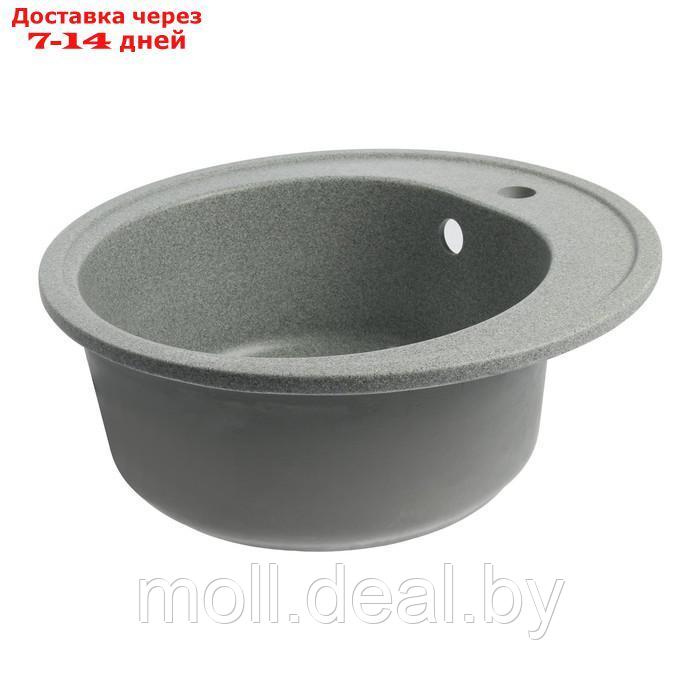 Мойка для кухни из камня ZEIN 3/Q8, d = 510 мм, круглая, перелив, цвет темно-серый - фото 2 - id-p227105337