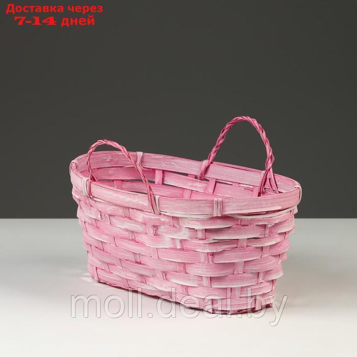Корзина плетеная, D26 х 13 х 11 см, розовая, бамбук - фото 1 - id-p227089992