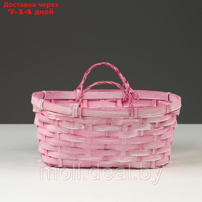 Корзина плетеная, D26 х 13 х 11 см, розовая, бамбук - фото 2 - id-p227089992