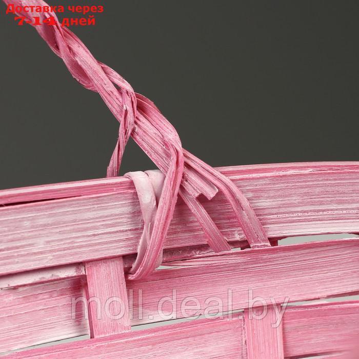 Корзина плетеная, D26 х 13 х 11 см, розовая, бамбук - фото 4 - id-p227089992