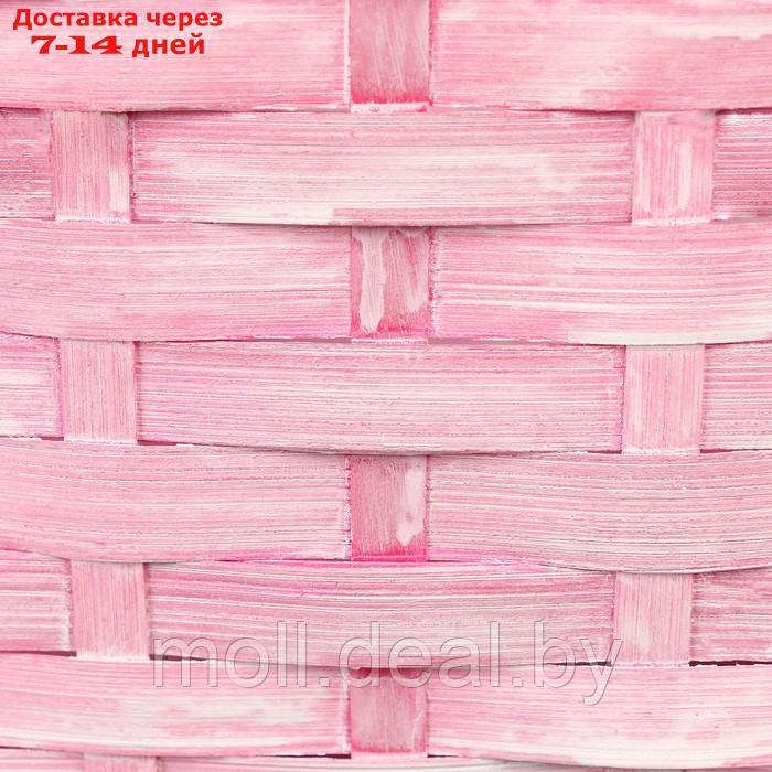 Корзина плетеная, D26 х 13 х 11 см, розовая, бамбук - фото 5 - id-p227089992