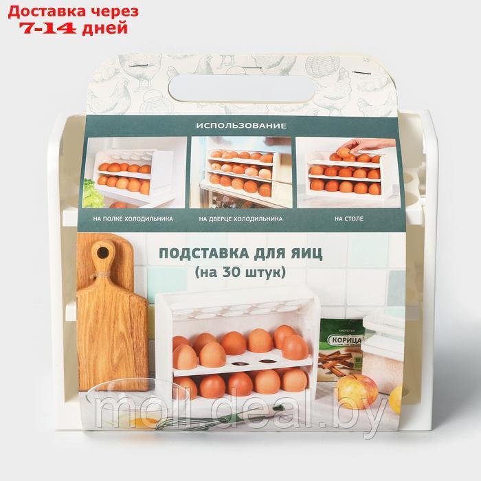 Контейнер для яиц, 30 ячеек, 25×10×19,5 см, цвет белый - фото 9 - id-p227077113