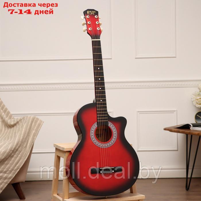 Набор гитариста Music Life ML-60A RD: гитара, чехол, струны, ремень, каподастр, тюнер - фото 3 - id-p226888830