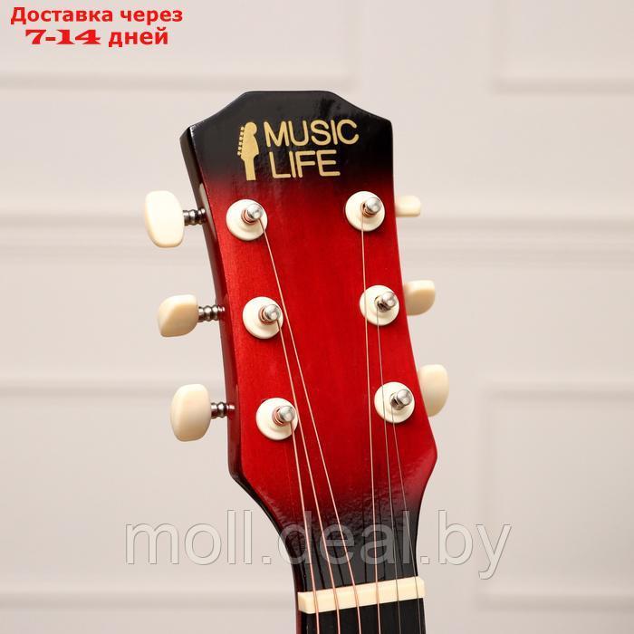 Набор гитариста Music Life ML-60A RD: гитара, чехол, струны, ремень, каподастр, тюнер - фото 4 - id-p226888830