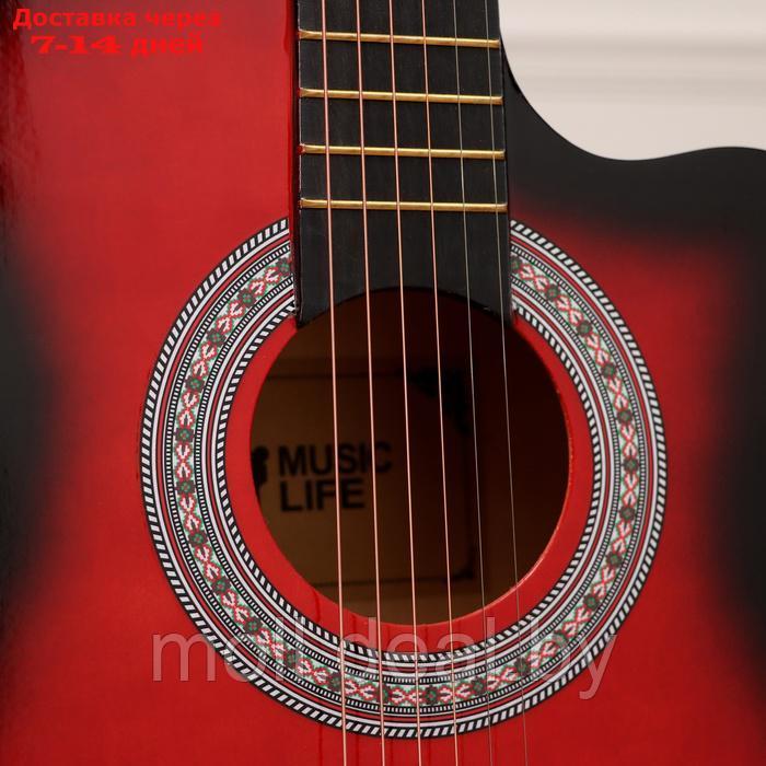 Набор гитариста Music Life ML-60A RD: гитара, чехол, струны, ремень, каподастр, тюнер - фото 5 - id-p226888830
