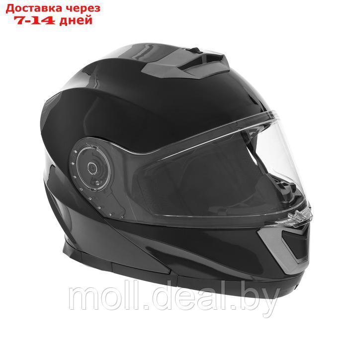 Шлем модуляр с двумя визорами, размер XXL, модель - BLD-160E, черный глянцевый - фото 4 - id-p227091038