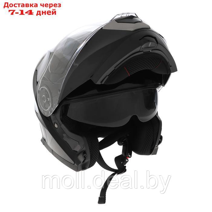 Шлем модуляр с двумя визорами, размер XXL, модель - BLD-160E, черный глянцевый - фото 6 - id-p227091038