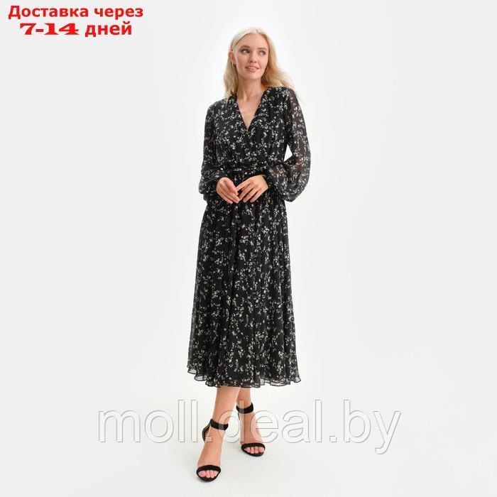 Платье женское с поясом MIST миди, размер 50, чёрный - фото 1 - id-p227098690