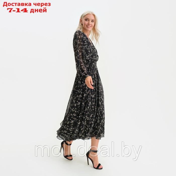 Платье женское с поясом MIST миди, размер 50, чёрный - фото 3 - id-p227098690