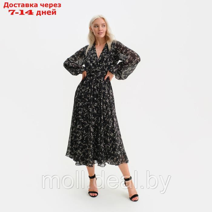 Платье женское с поясом MIST миди, размер 50, чёрный - фото 7 - id-p227098690