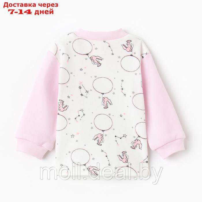 Кофточка детская с длинным рукавом, цвет розовый/зайцы, рост 62 - фото 4 - id-p227086076