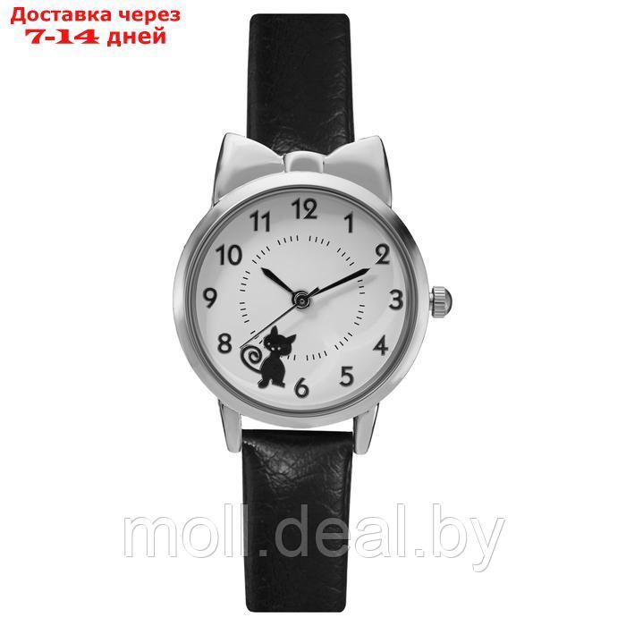 Часы наручные женские "Котик", d-2.8 см, черный ремешок - фото 2 - id-p227098700