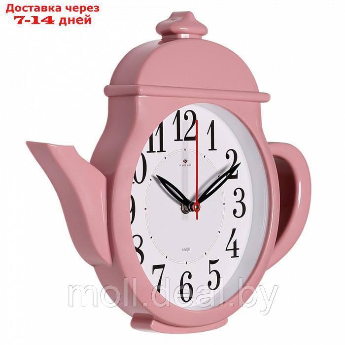 Часы настенные интерьерные, для кухни, бесшумные, "Чайник" 29 х 34 см, розовые - фото 4 - id-p226885008