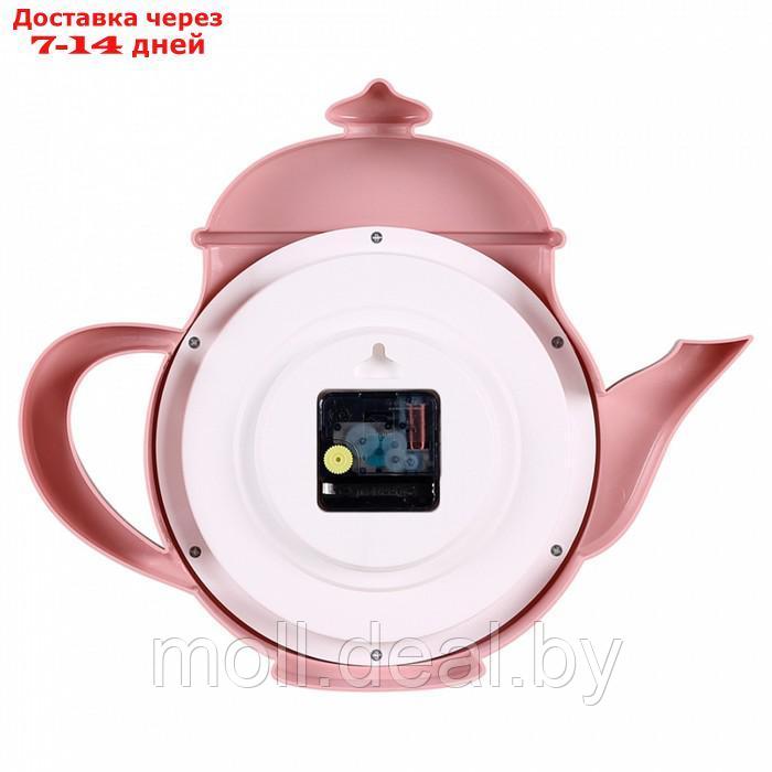 Часы настенные интерьерные, для кухни, бесшумные, "Чайник" 29 х 34 см, розовые - фото 5 - id-p226885008