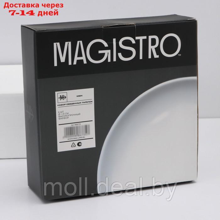 Набор тарелок фарфоровых обеденных Magistro Mien, 6 предметов: d=21 см, цвет белый - фото 7 - id-p227077138