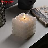 Светодиодная свеча "Куб белый", 10 × 11.5 × 10 см, воск, пластик, батарейки АААх3 (не в комплекте), свечение