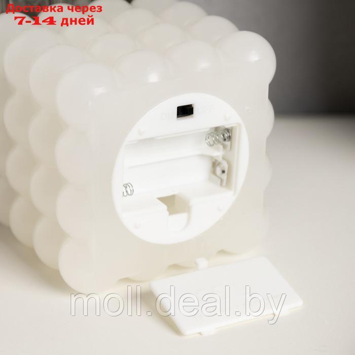 Светодиодная свеча "Куб белый", 10 × 11.5 × 10 см, воск, пластик, батарейки АААх3 (не в комплекте), свечение - фото 3 - id-p227081129