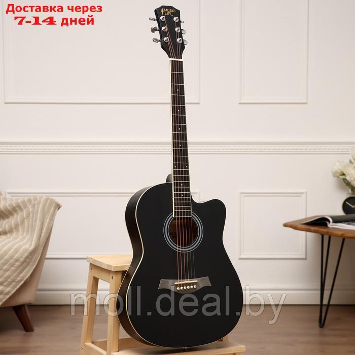 Акустическая гитара Music Life QD-H39Q-BB черная - фото 1 - id-p226888853