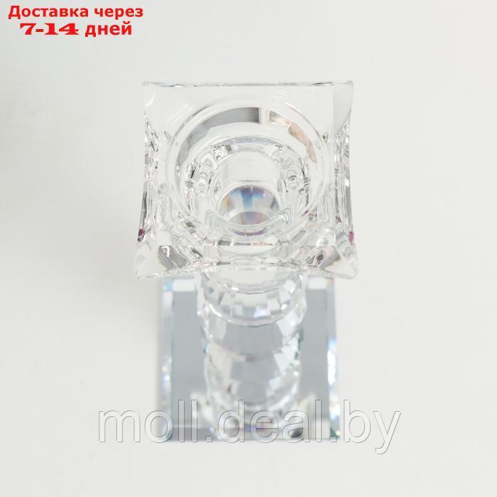 Подсвечник стекло на 1 свечу "Бефана с 4 подъемами" прозрачный d=2,2 и 3,5 см 6х6х18 см - фото 3 - id-p227101338