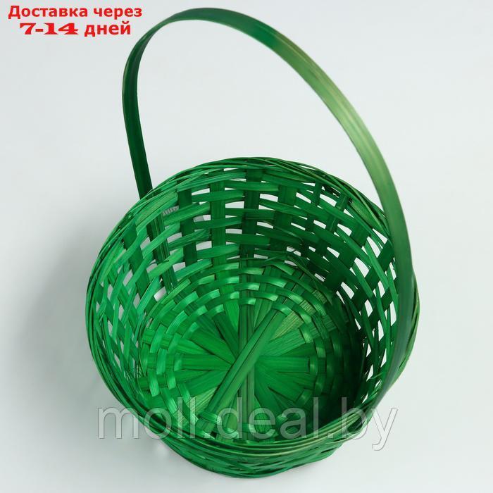 Корзина плетеная, D21 х 10/34 см, зелёный, бамбук - фото 3 - id-p227090024
