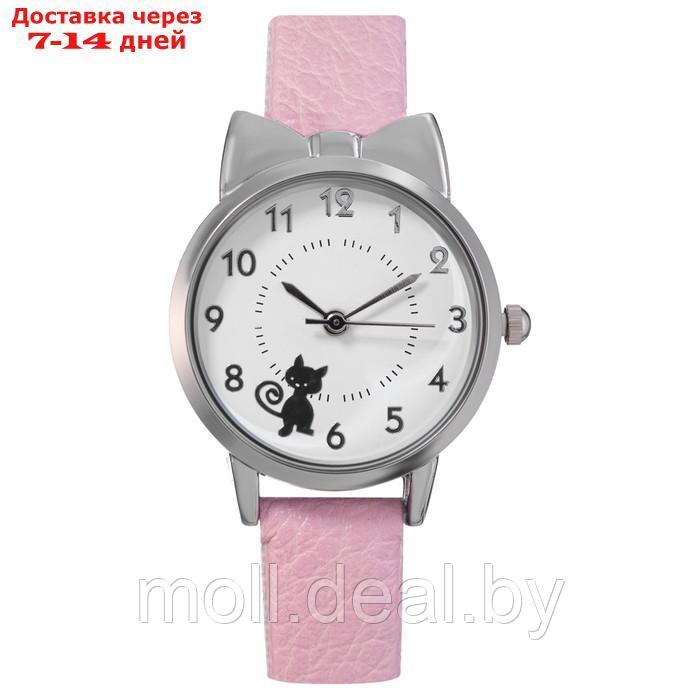 Часы наручные женские "Котик", d-2.8 см, розовый ремешок - фото 2 - id-p227098704