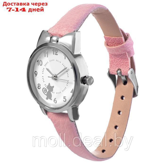 Часы наручные женские "Котик", d-2.8 см, розовый ремешок - фото 3 - id-p227098704
