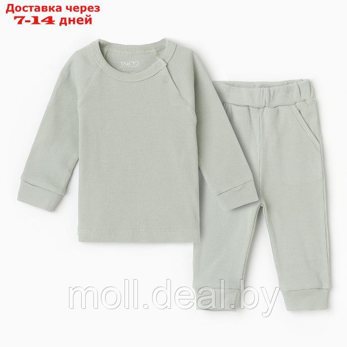 Комплект детский (футболка/штанишки), цвет светлый хаки, рост 68-74 (6-9 мес ) - фото 1 - id-p227085125