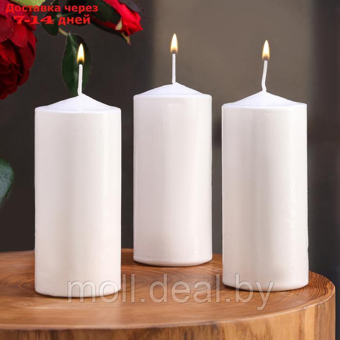 Набор свечей цилиндров, 5х12 см, 3 шт, белая