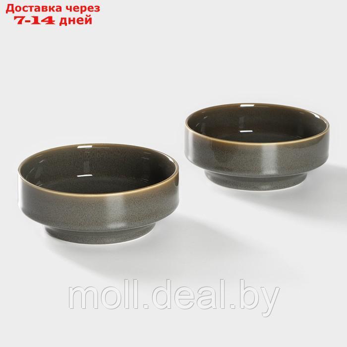 Набор тарелок фарфоровых глубоких Magistro Fog, 2 предмета: 1 л, d=17,5 см, цвет серый - фото 1 - id-p227077145