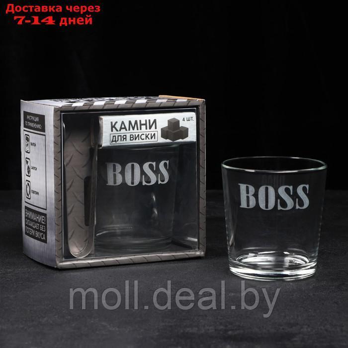 Набор "Босс", стакан стеклянный 250 мл, камни для виски, щипцы - фото 2 - id-p227077147