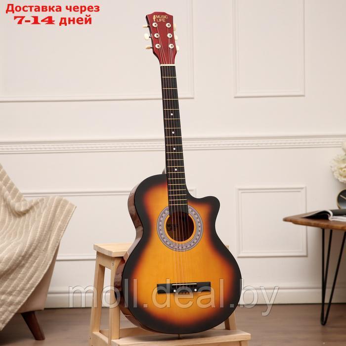 Набор гитариста Music Life ML-50A SB: гитара, чехол, струны, ремень, каподастр, медиаторы - фото 3 - id-p226888857