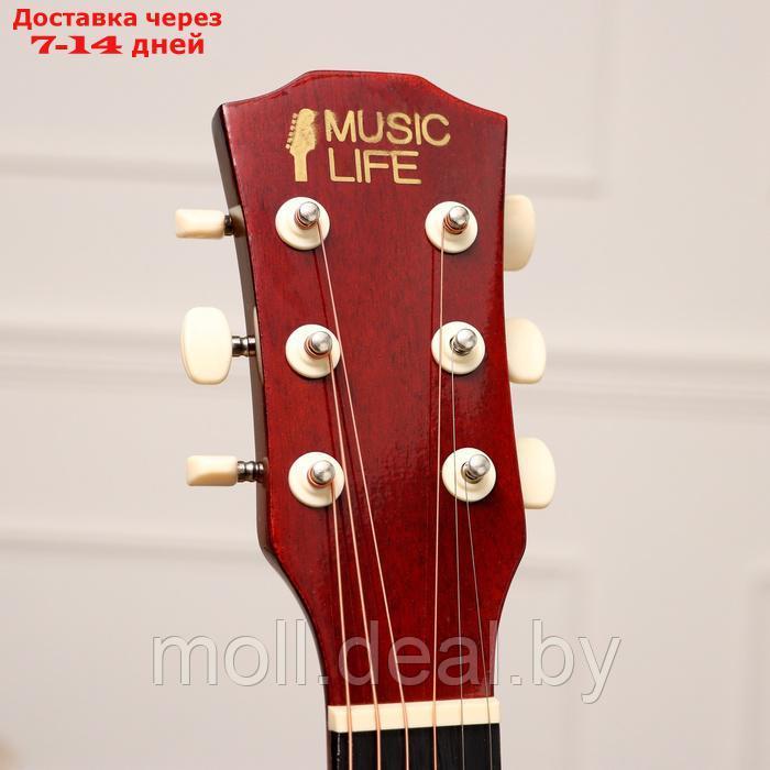 Набор гитариста Music Life ML-50A SB: гитара, чехол, струны, ремень, каподастр, медиаторы - фото 4 - id-p226888857