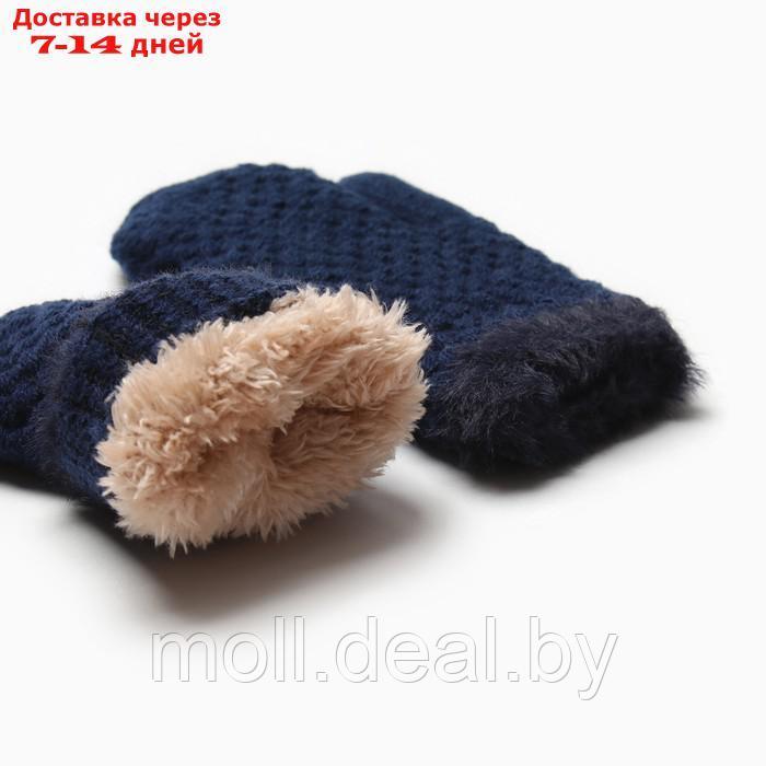 Варежки детские на иск.меху MINAKU с опушкой 15 см синий - фото 3 - id-p227101344