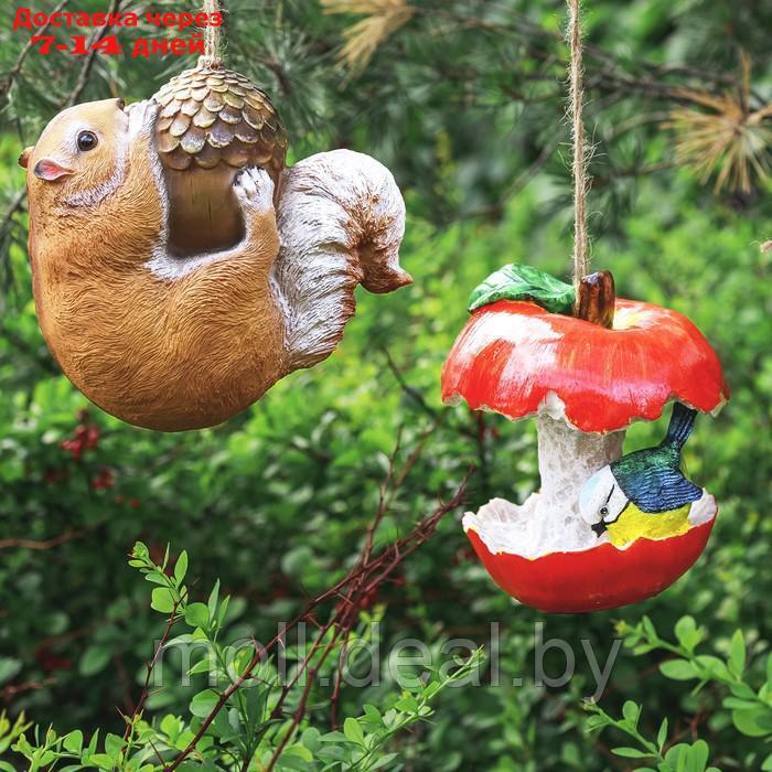 Подвесной декор "Кормушка яблоко с птичкой" 14х13х13см - фото 2 - id-p227113747