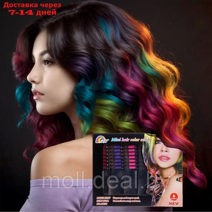 Мелки для волос с расческой, набор 6 цветов - фото 1 - id-p227086093