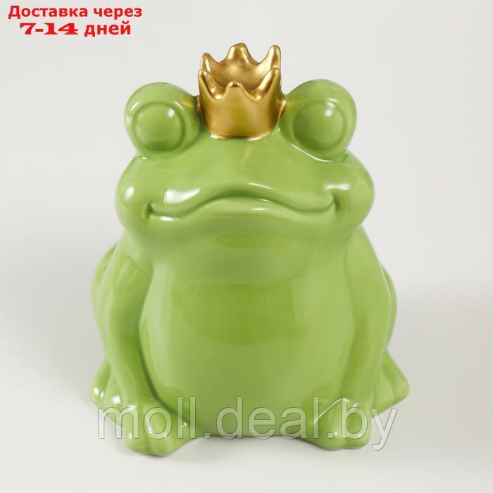 Копилка керамика "Зелёная лягушка в короне" 12х10,5х15 см - фото 5 - id-p227089086