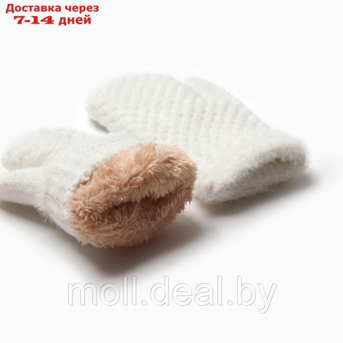 Варежки детские на иск.меху MINAKU с опушкой 15 см белый - фото 3 - id-p227101354