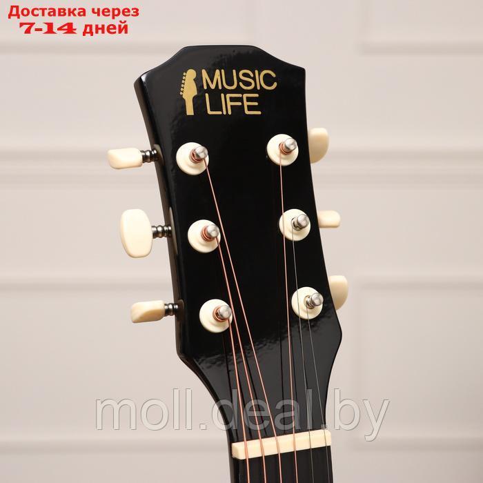 Набор гитариста Music Life ML-50A BK: гитара, чехол, струны, ремень, каподастр, медиаторы - фото 4 - id-p226888879