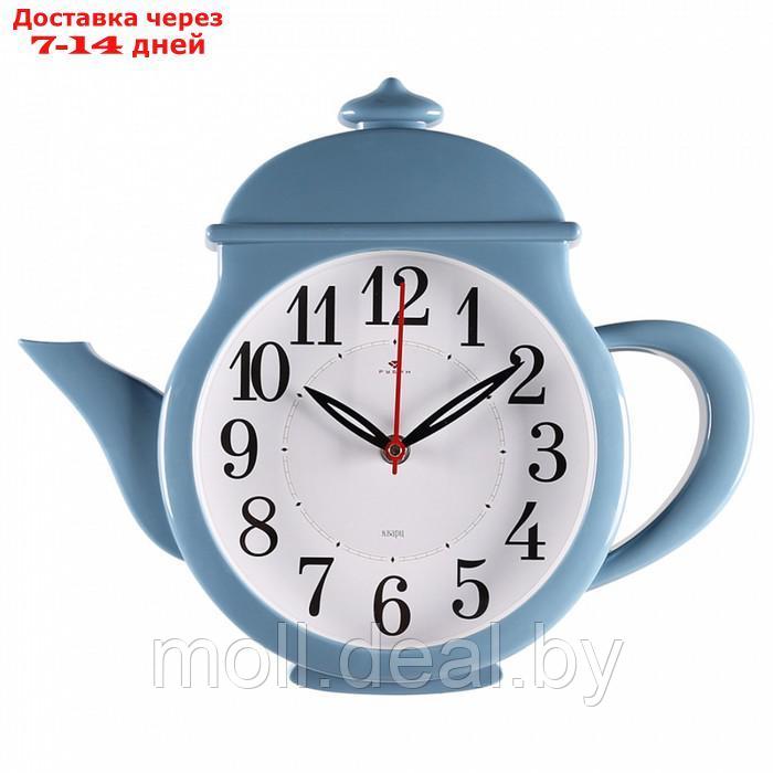 Часы настенные интерьерные, для кухни, бесшумные, "Чайник" 29 х 34 см, синие - фото 3 - id-p226885043