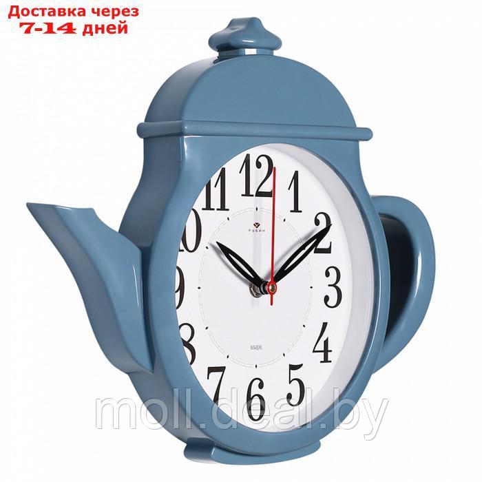 Часы настенные интерьерные, для кухни, бесшумные, "Чайник" 29 х 34 см, синие - фото 4 - id-p226885043