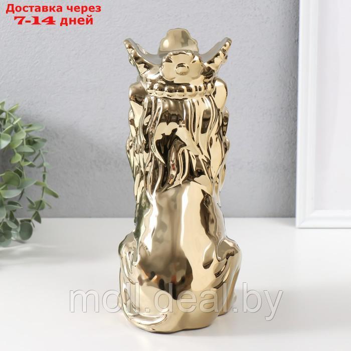 Сувенир керамика "Лев в короне" золото 17х12х26 см - фото 4 - id-p227081162