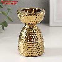 Подсвечник керамика на 1 свечу "Иллюзия" d=4 см золото 6,5х6,5х10 см